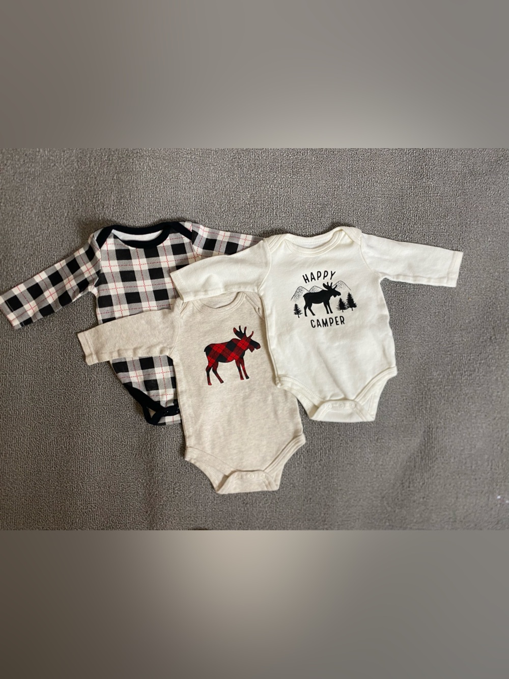 Hudson Baby Neutral & Plaid Baby Bodysuit Set - Moose Winter Camper Outdoor